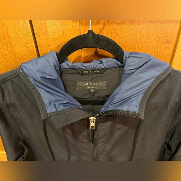 Men’s Black Rag & Bone Windbreaker Zip Up Hoodie - Size 40 - Good Condition - Picture 3 of 6